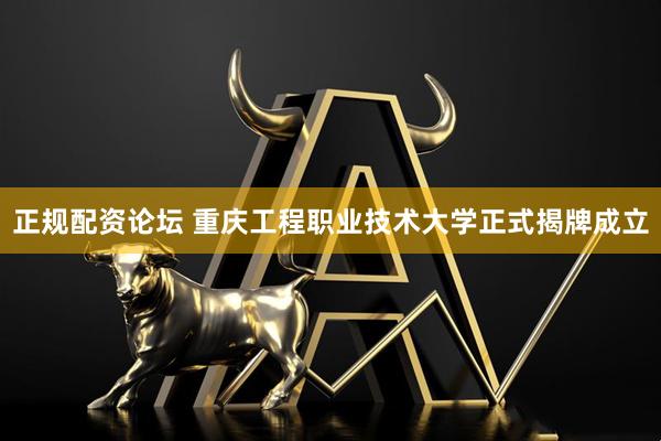 正规配资论坛 重庆工程职业技术大学正式揭牌成立